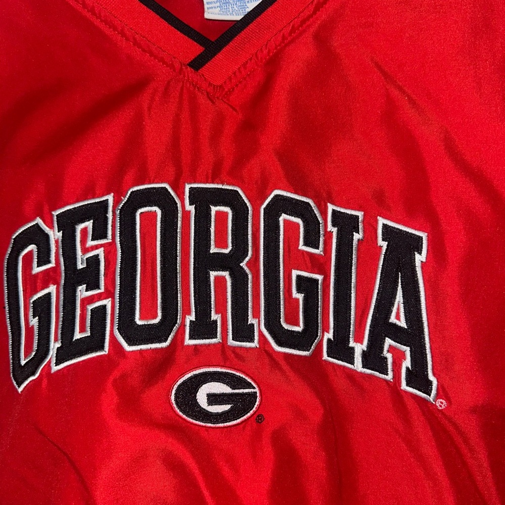 Y2K NCAA Red V-Neck Pullover with Black Trim